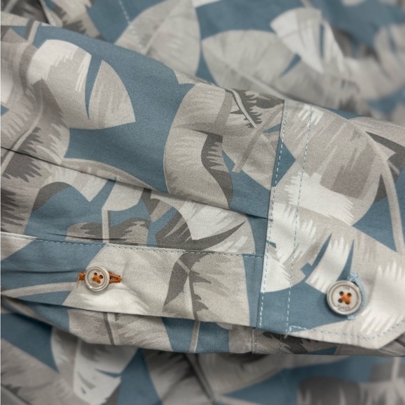 Ted Baker Ramseys Button Down Shirt Men’s XL (Ted 5) Blue Palm Leaf Flip Cuff - Picture 6 of 11